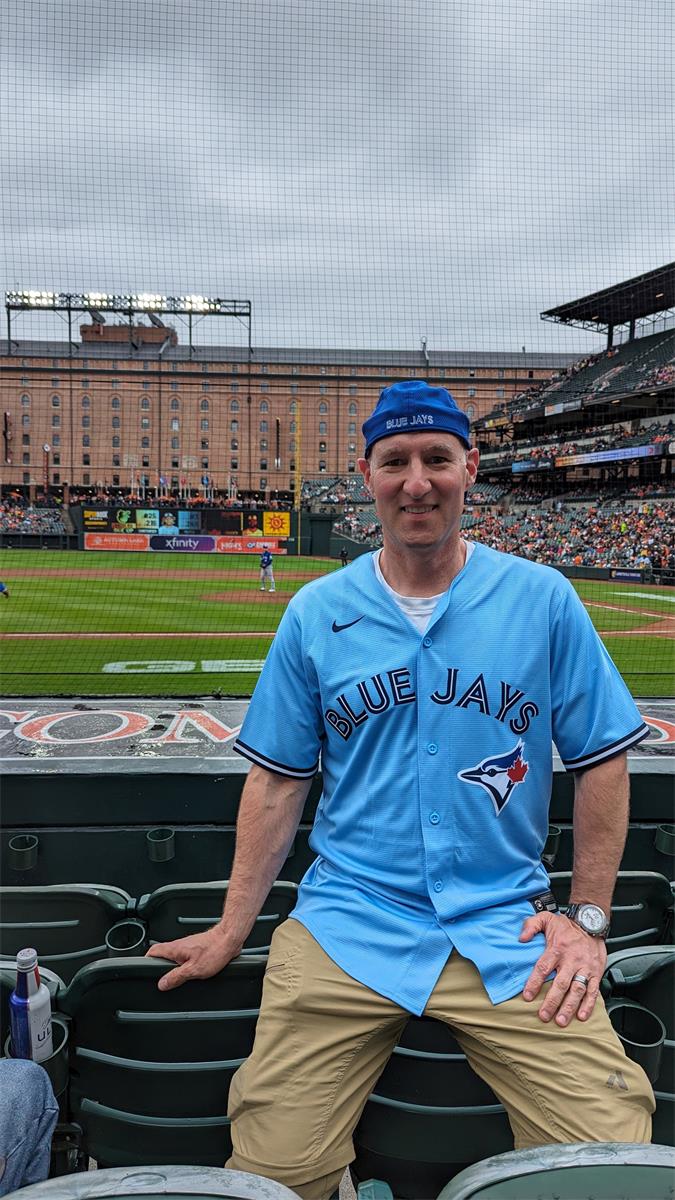 Stefan Michalski at a Toronto Blue Jays game at Camden Yards